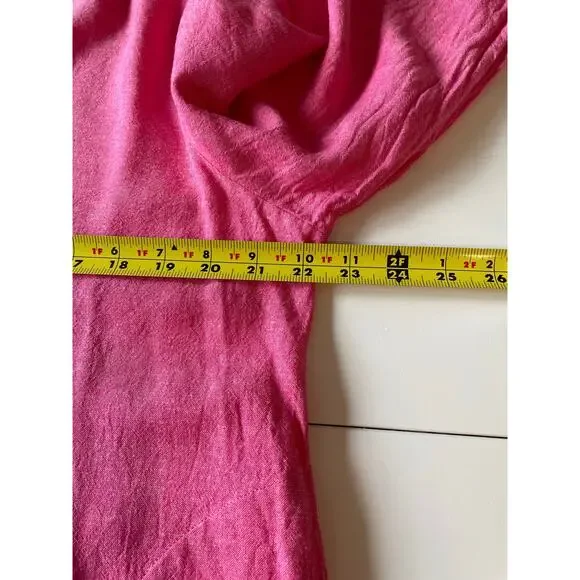 Lands’ End Tunic Top Sz XL Linen Blend Pockets Pink V-Neck Lagenlook Casual - Picture 11 of 12